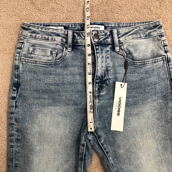 Vigoss Miley Pop Crop Denim Jeans Size 28 Light Wash Raw Hem - Picture 14 of 14